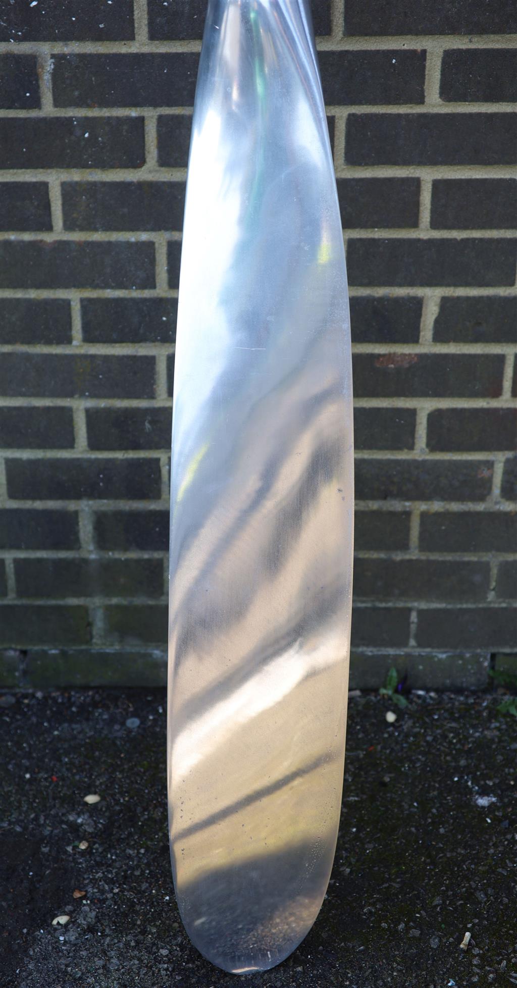 A Hartzell aluminium propeller blade ornament, length 228cm